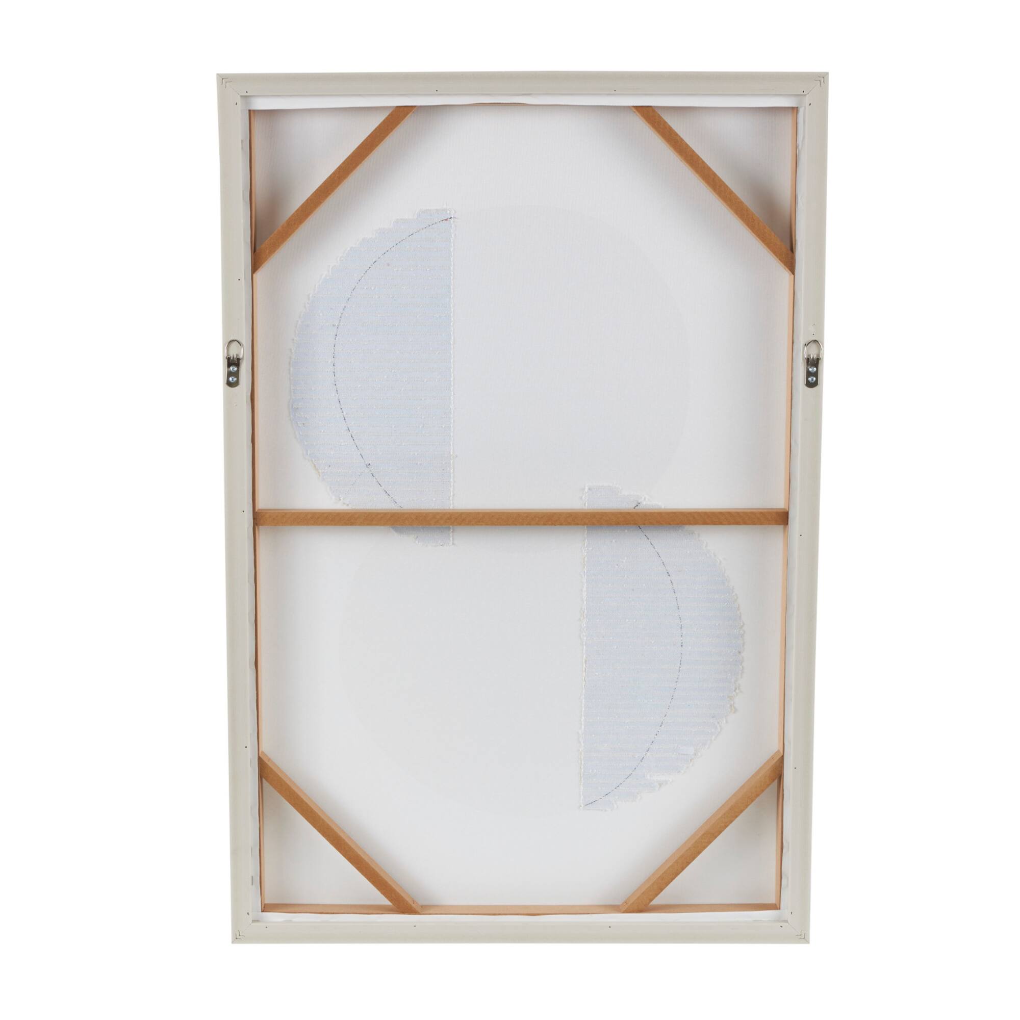 25" x 37" Wooden Geometric Circle Wall Art with White Fabric Detailing